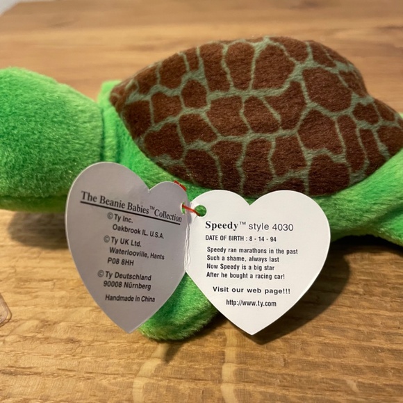 Ty Beanie Babies Speedy Turtle Green 1994 – New Tag Protector VINTAGE - Picture 5 of 9